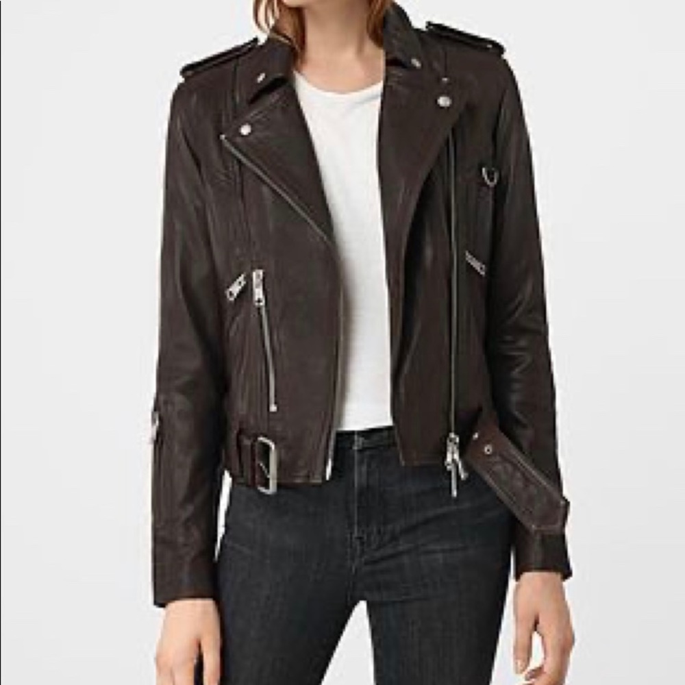 All saints leather biker jacket